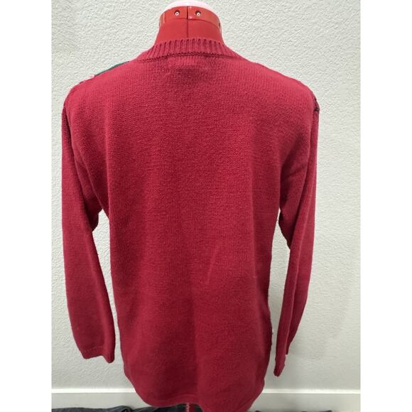 Vintage Patchwork Knit Sweater Snowflake Skiing Christmas Holiday Ugly Sweater - Picture 2 of 9